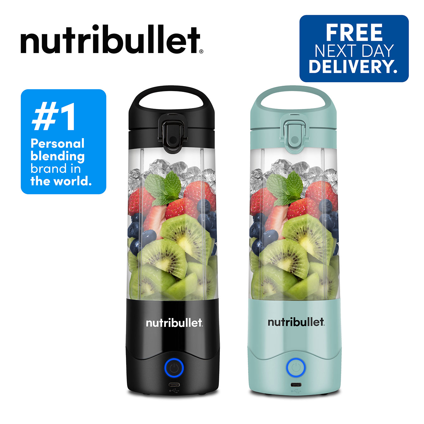 nutribullet Portable - Yours and Theirs Portable Blenders -Black & Light Blue